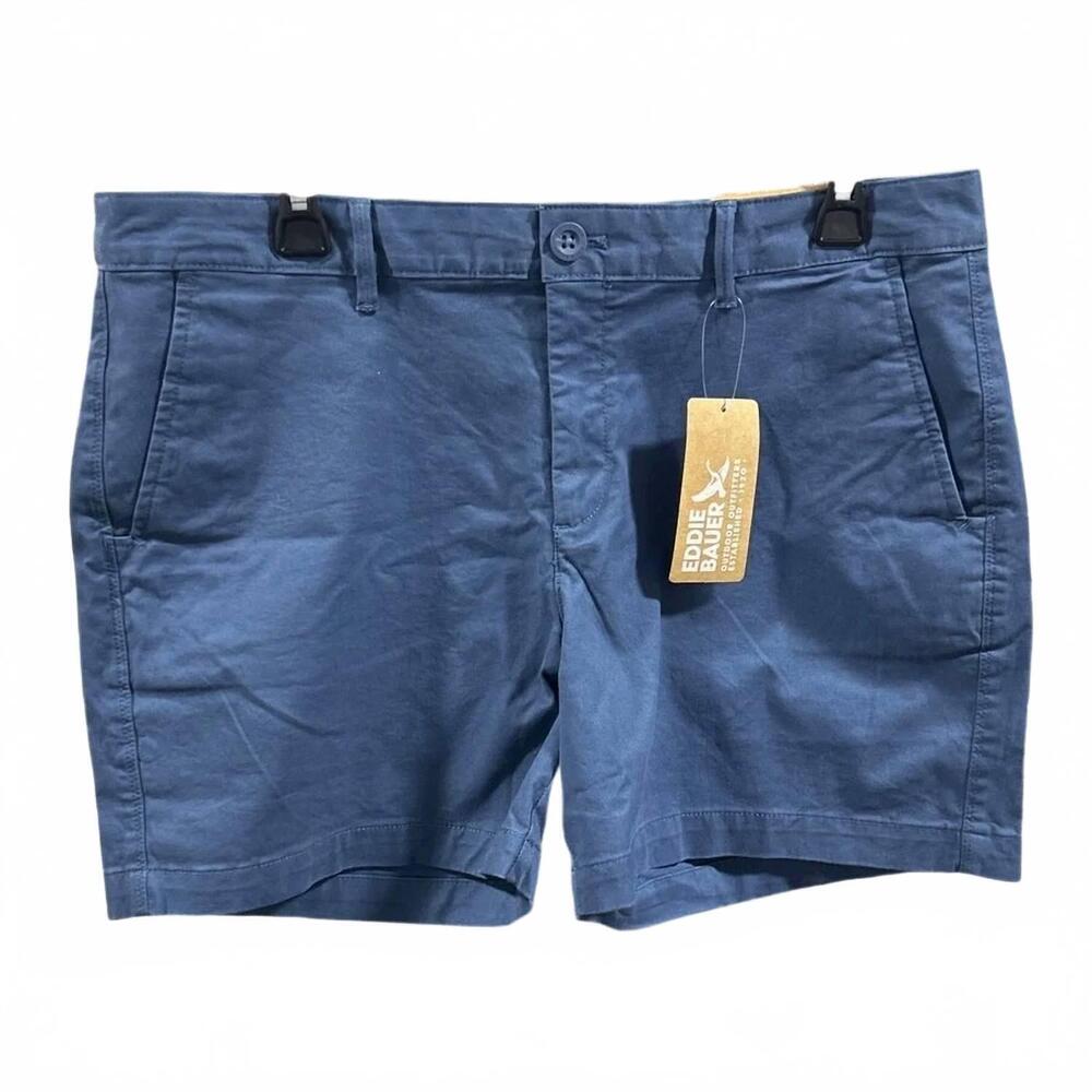 NEW EDDIE BAUER women's boyfriend mid rise willit stretch cotton shorts in navy